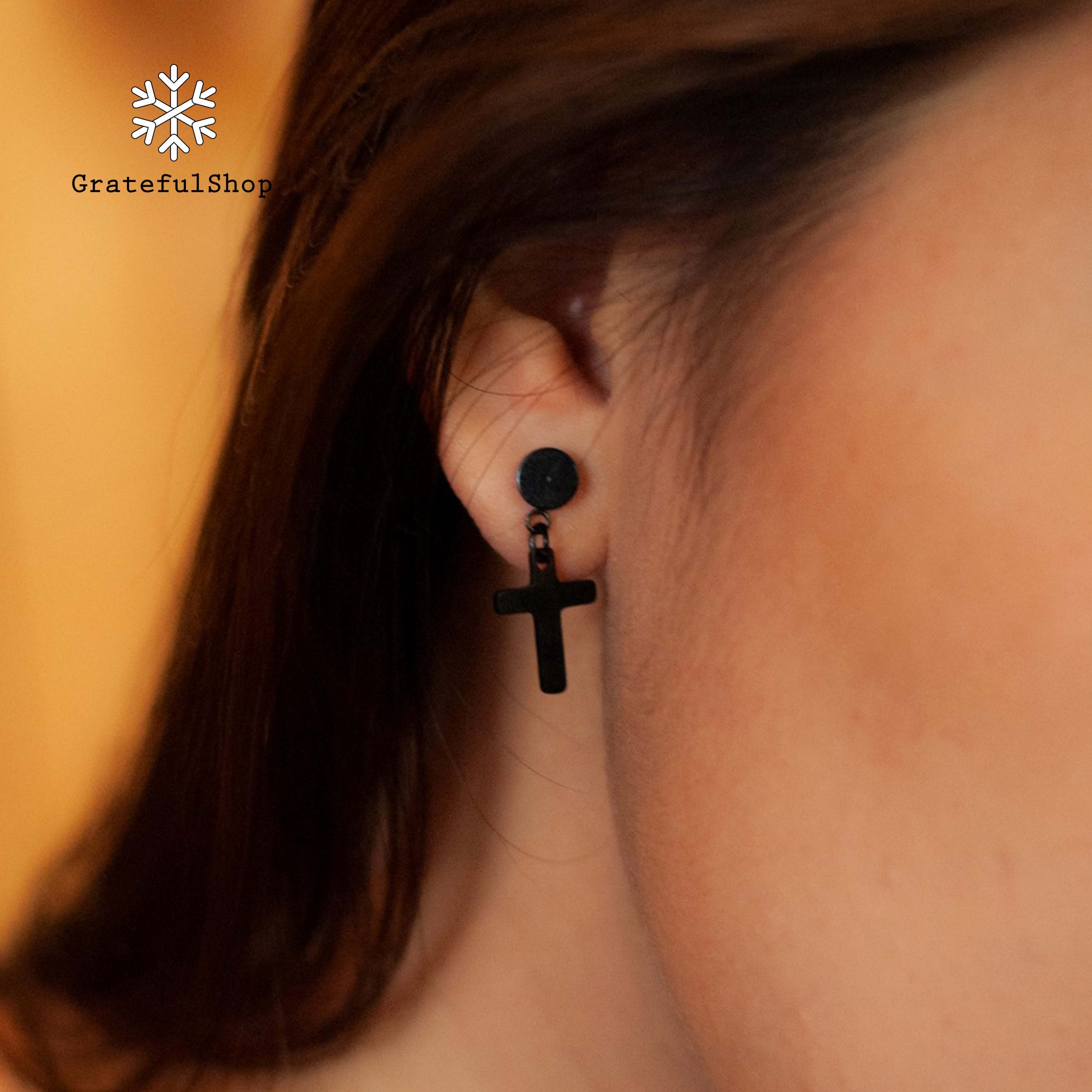 Anting Salib Gold/Silver/Black Stainless Steel - Image 3