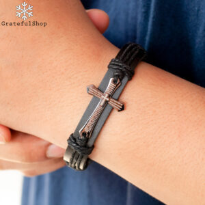 Gelang Cross Doa Bapa Kami Leather