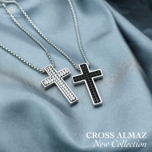 Kalung Cross Almaz (Silver / Black) Stainless Steel