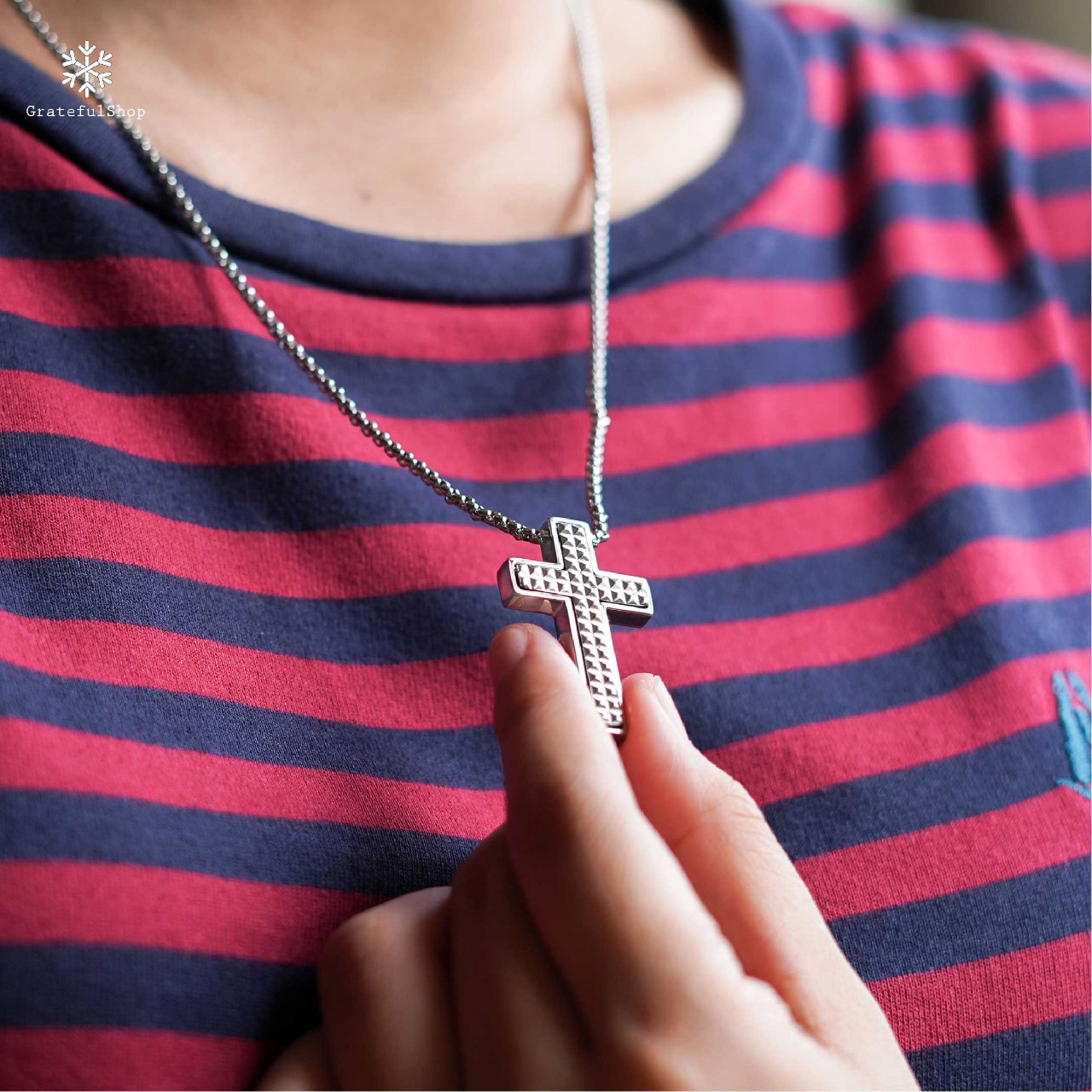 Kalung Cross Almaz (Silver / Black) Stainless Steel - Image 6