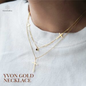 Yvon Necklace (KALUNG SALIB Gold / SIlver Yvon) STAINLESS STEEL (ANTI KARAT) (FREE POUCH)