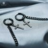 Anting Salib Round Chain SILVER / Black