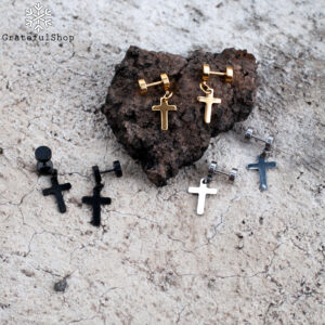 Anting Salib Gold/Silver/Black Stainless Steel