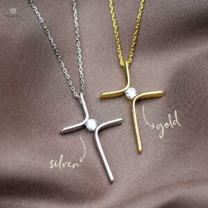 Kalung Salib Cross LL GOLD/SILVER (CROSS GOLD/SILVER NECKLACE) (SILVER STERLING 925)