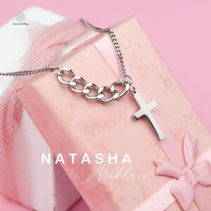 Grateful - Kalung Cross Salib Natasha (Silver) (STAINLESS STEEL) ANTI KARAT