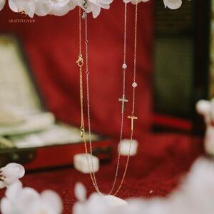 Grateful - Kalung Salib Maria Silver / Gold (Cross Necklace Maria) (STAINLESS STEEL ANTI KARAT) (FREE POUCH)