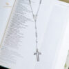 Grateful - Kalung Silver Rosario / Necklace Cross Rosary Kalung SALIB stainless steel + ANTI KARAT+ FREE POUCH