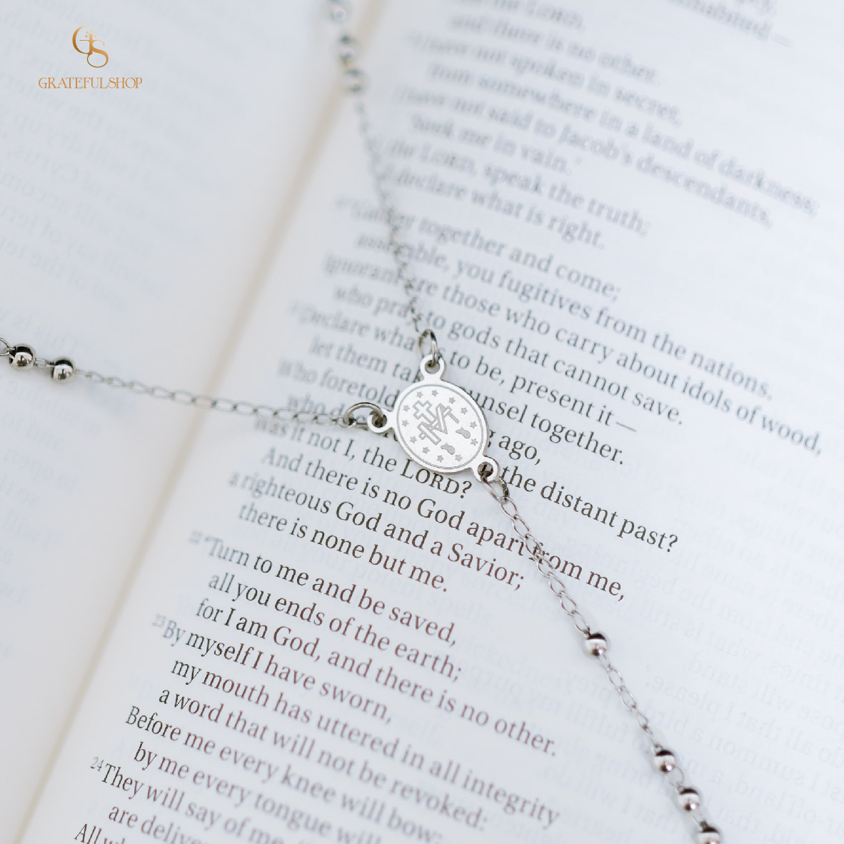 Grateful - Kalung Silver Rosario / Necklace Cross Rosary Kalung SALIB stainless steel + ANTI KARAT+ FREE POUCH - Image 3
