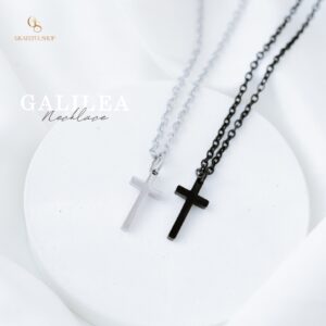 Grateful - Kalung Salib Galilea / Cross Black necklace (STAINLESS STEEL) + FREE POUCH