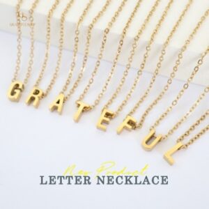 Grateful - Kalung Huruf • Anti Karat • FREE POUCH •  Micro Initial Letter Necklace