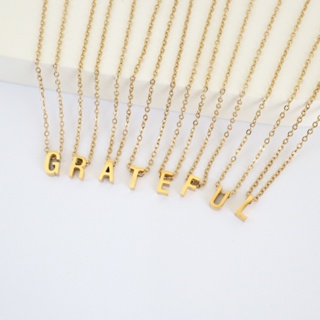 Grateful - Kalung Huruf • Anti Karat • FREE POUCH • Micro Initial Letter Necklace - Image 3
