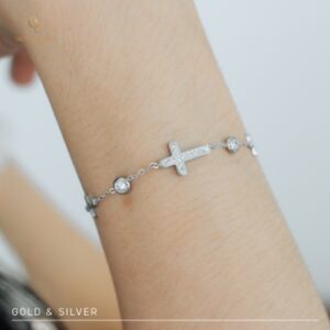 Grateful - Gelang Salib Rachelle Silver / Gold (STAINLESS STEEL ANTI KARAT)