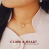 Gratefulshop - Kalung Cross Heart gold(Necklace Salib Hati (STAINLESS STEEL ANTI KARAT)(FREE POUCH)