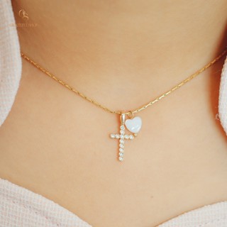 Gratefulshop - Kalung Cross Heart gold(Necklace Salib Hati (STAINLESS STEEL ANTI KARAT)(FREE POUCH) - Image 3