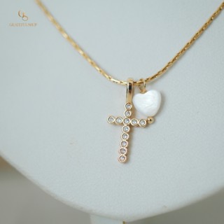 Gratefulshop - Kalung Cross Heart gold(Necklace Salib Hati (STAINLESS STEEL ANTI KARAT)(FREE POUCH) - Image 4