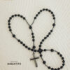 Grateful - Kalung Rosario Hematite / Necklace Cross hitam  ANTI KARAT+  FREE POUCH