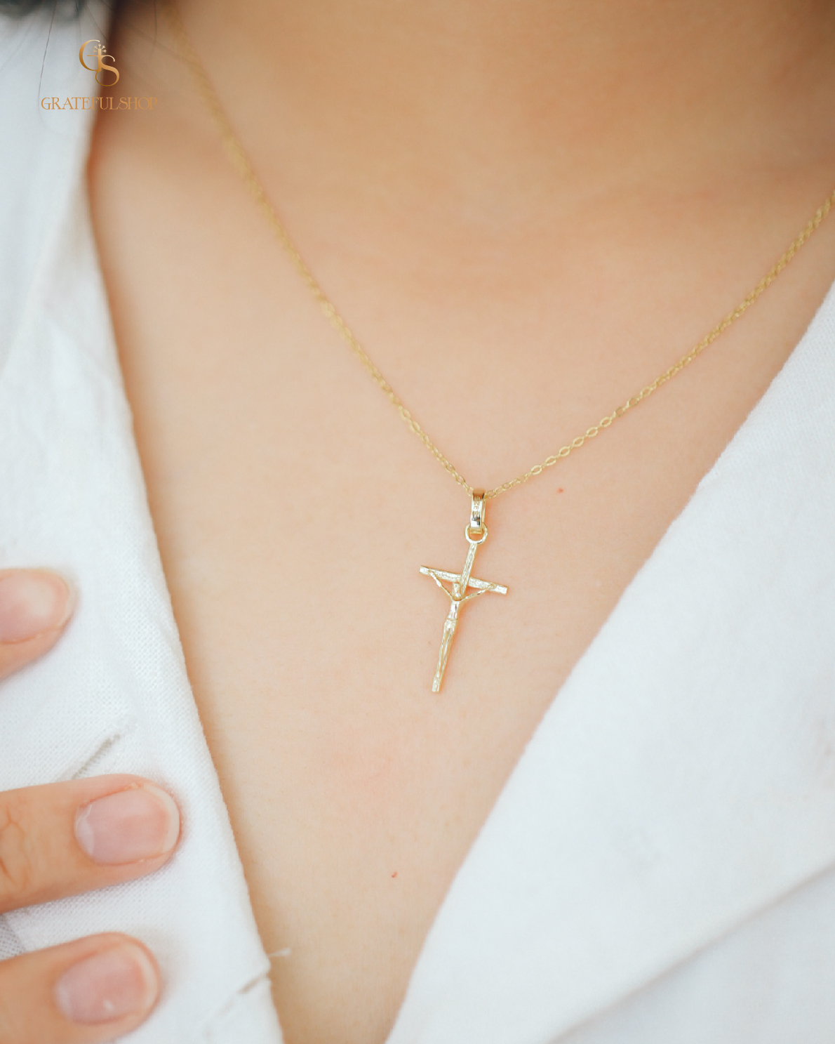 Grateful - Kalung Cross Sharon Grateful / Kalung Salib silver sterling (FREE BOX) - Image 3