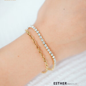 Grateful - Gelang Gold Esther / Tennis Bracelet Gold Double Layer (STAINLESS STEEL ANTI KARAT)