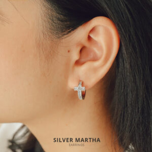 Grateful - Anting Salib Martha Zircon/ Cross Earring Stainless Steel (ANTI KARAT/ ANTI PUDAR)