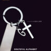 Grateful - Gantungan Kunci Cross With Alphabet (UKIR SESUAI REQUEST/CUSTOM) STAINLESS STEEL + ALLOY