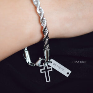 Grateful - Gelang CROSS Yehezkiel Stainless Steel salib bracelet (ANTI KARAT) DIUKIR SESUAI REQUEST