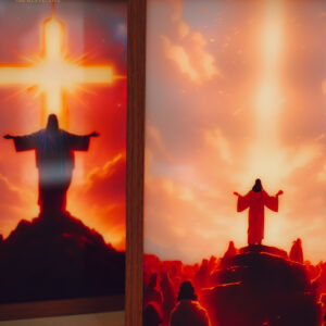 Grateful - Victory Lamp Lukisan Yesus / Pajangan Frame Christian Lamp Berdoa Footprint Bumi LED