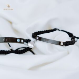 Grateful - Paar Bracelet (Gelang Couple black/hitam) FREE UKIR 2 SISI & FREE POUCH) STAINLESS STEEL ANTI KARAT