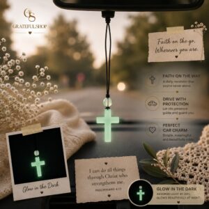 Grateful x Eora Official - Gantungan Mobil Salib Resin Glow In Dark Hijau